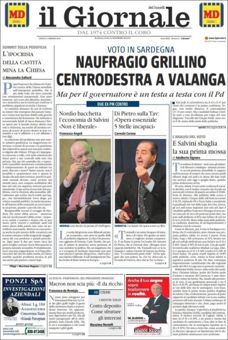 Portada de il Giornale (Italia)