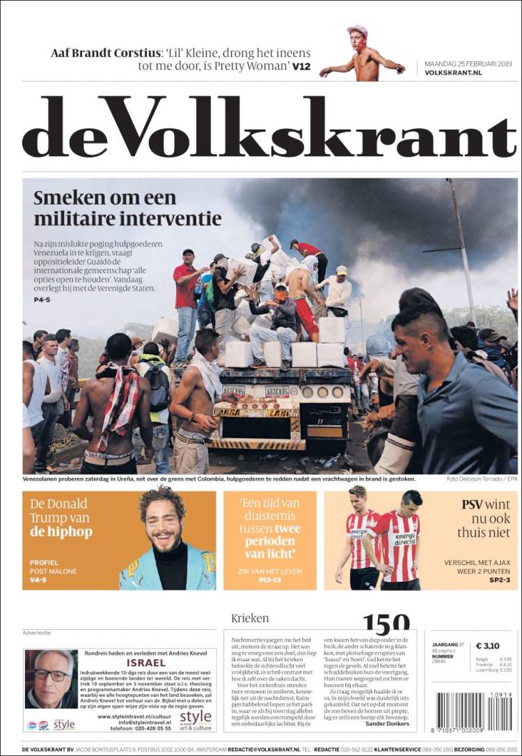Portada de De Volkskrant (Pa&iacute;ses Bajos)