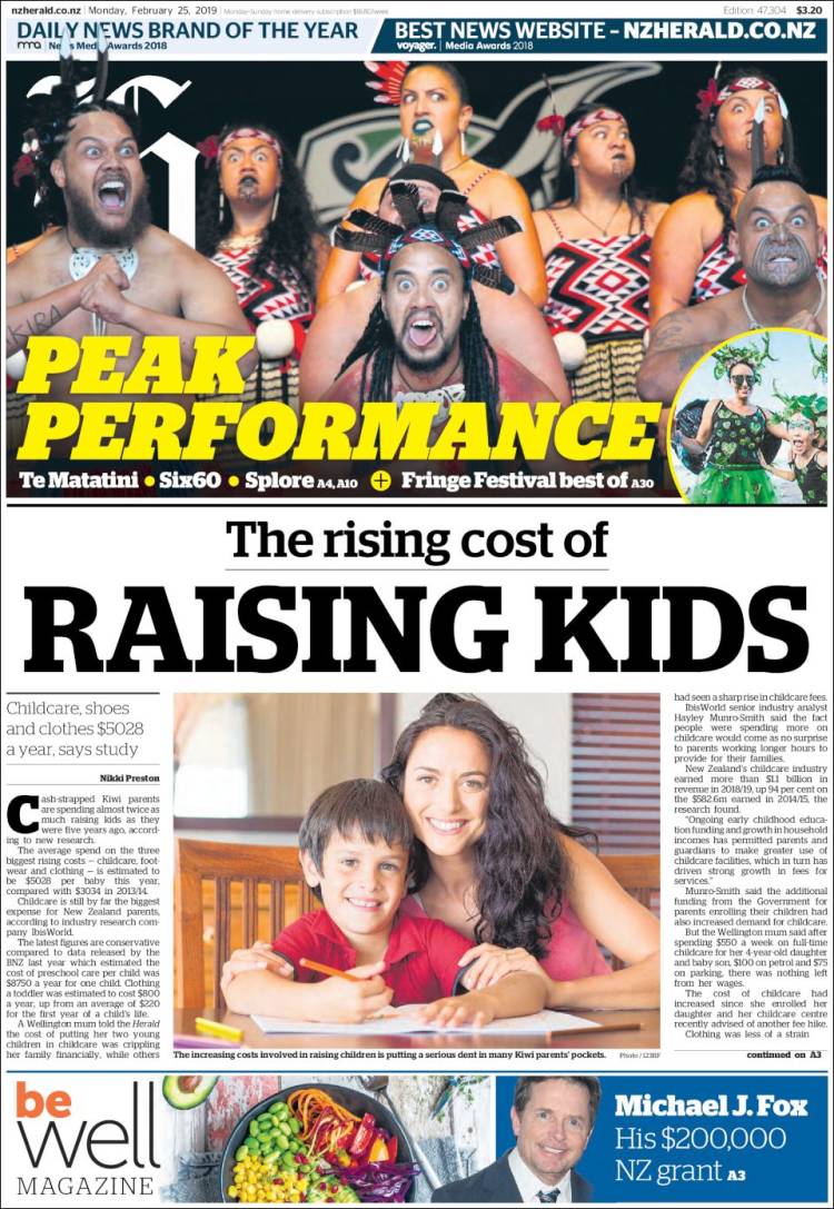 Portada de The New Zealand Herald (Nueva Zelanda)