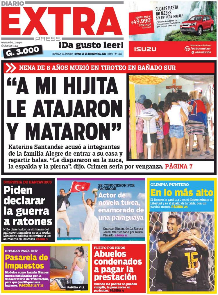 Portada de Diario Extra (Paraguay)