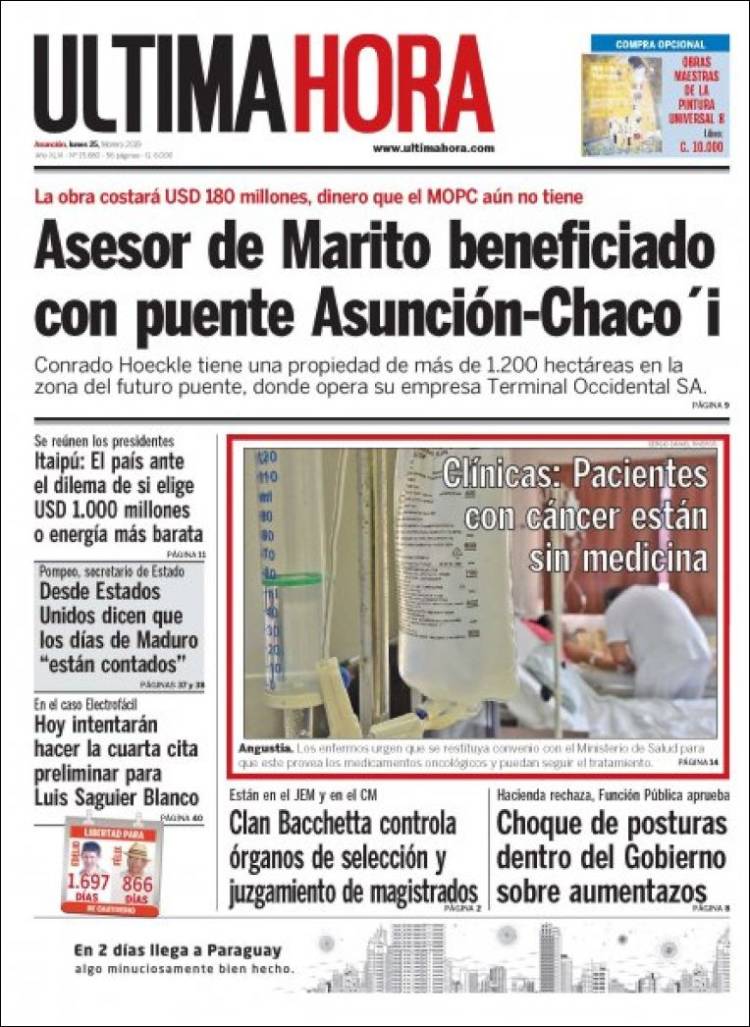 Portada de Última Hora (Paraguay)