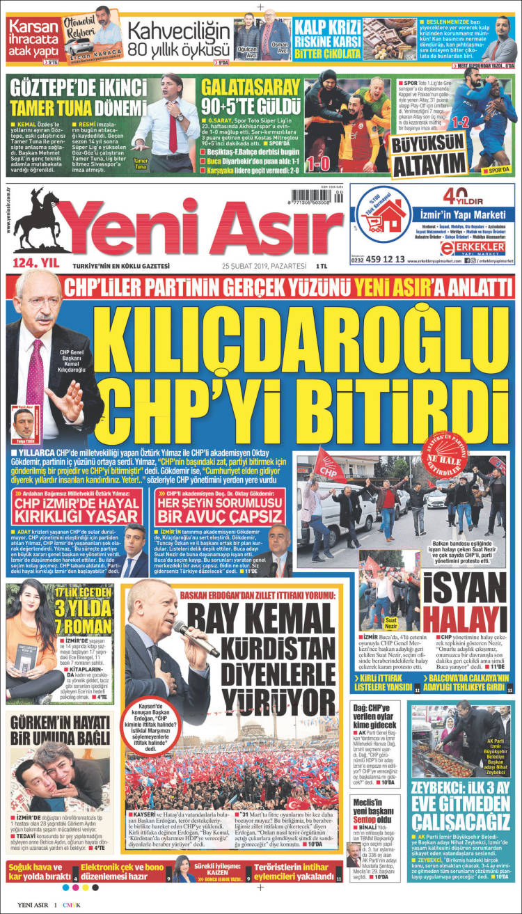Portada de Yeni Asır (Turqu&iacute;a)