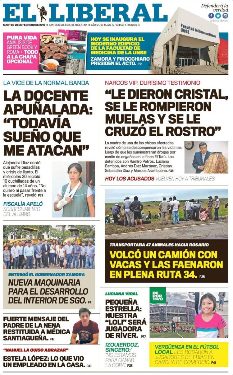 Portada de Diario El Liberal (Argentina)