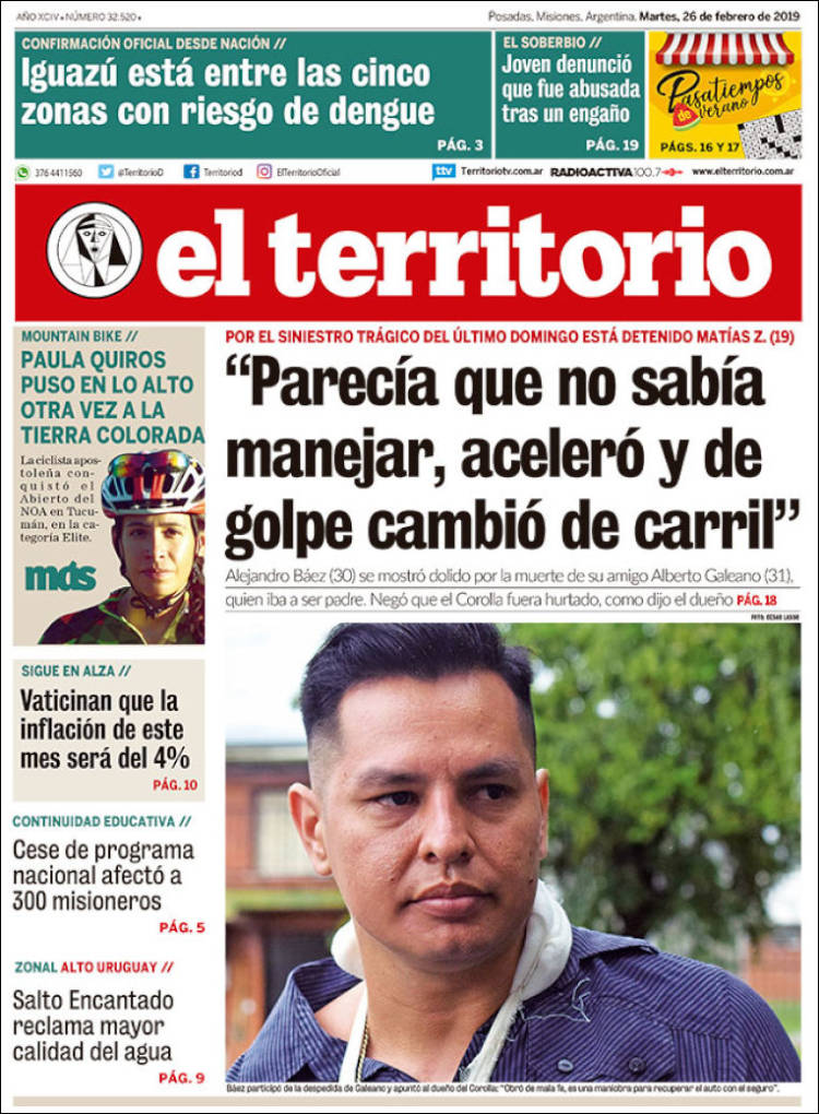 Portada de El Territorio (Argentina)