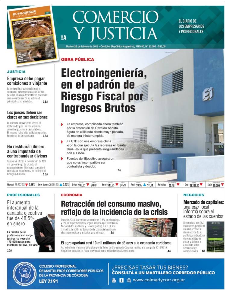 Portada de Comercio y Justicia (Argentina)