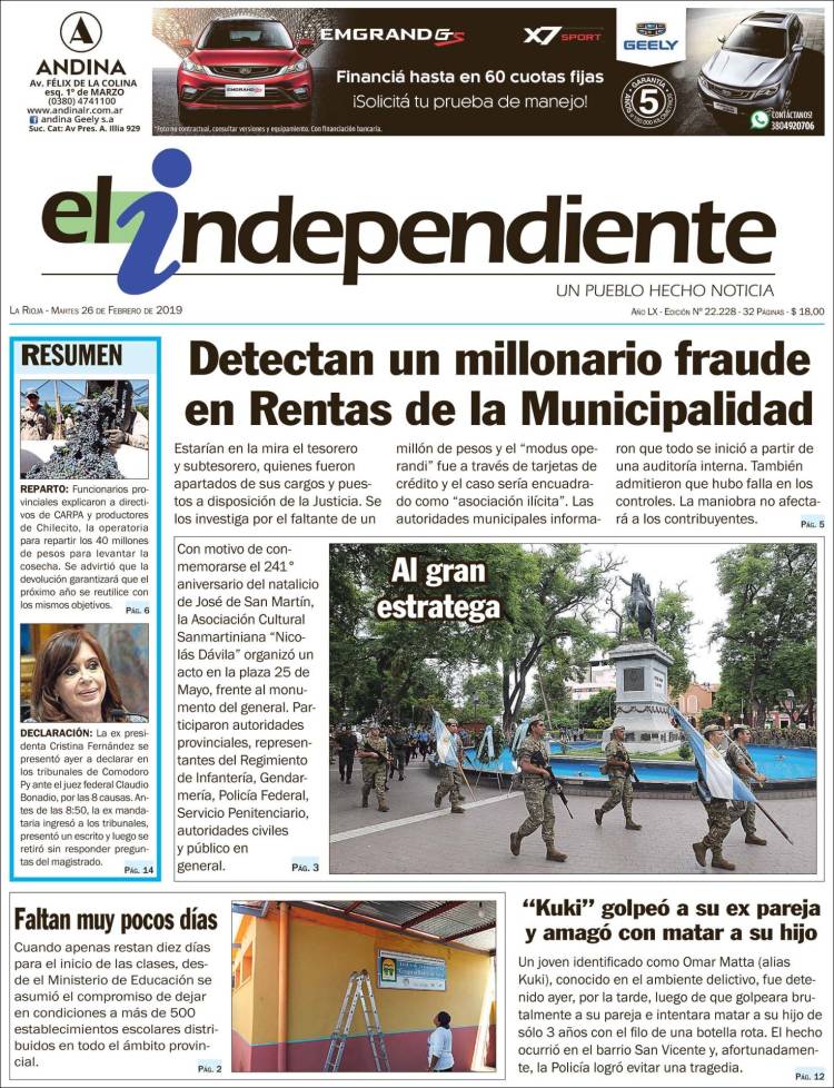 Portada de El Independiente (Argentina)