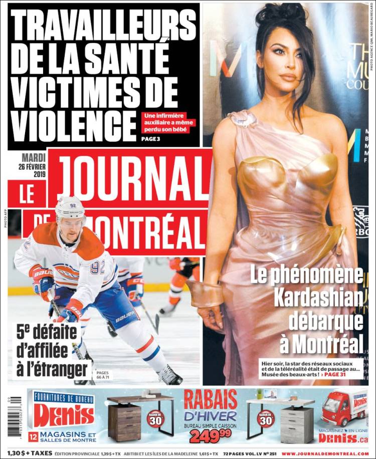 Portada de Le Journal de Montréal (Canada)