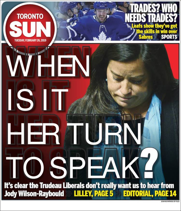 Portada de The Toronto Sun (Canadá)