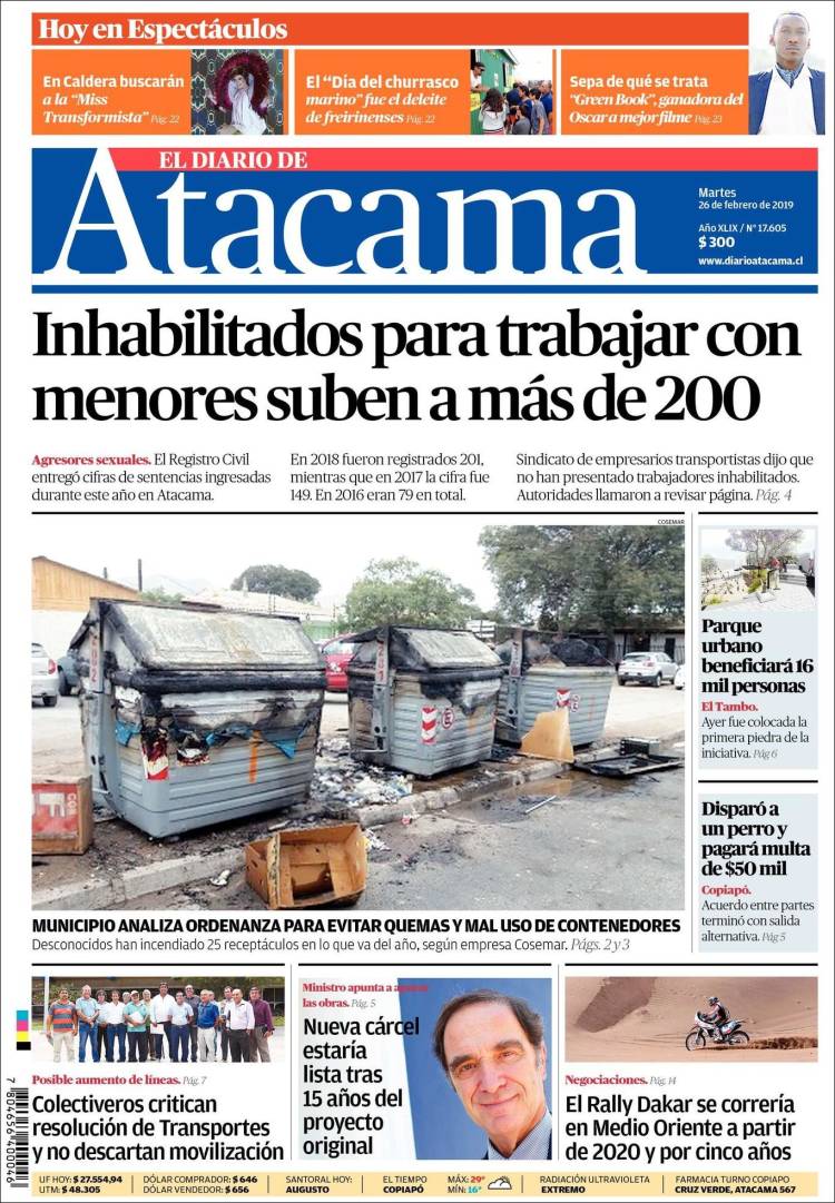 Portada de Diario de Atacama (Chile)