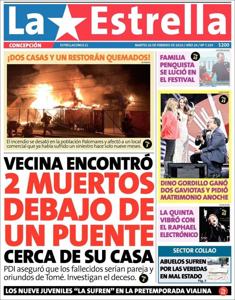 Portada de La Estrella de Concepción (Chile)