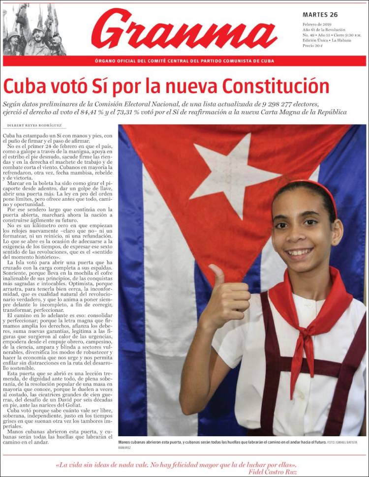 Portada de Granma (Cuba)