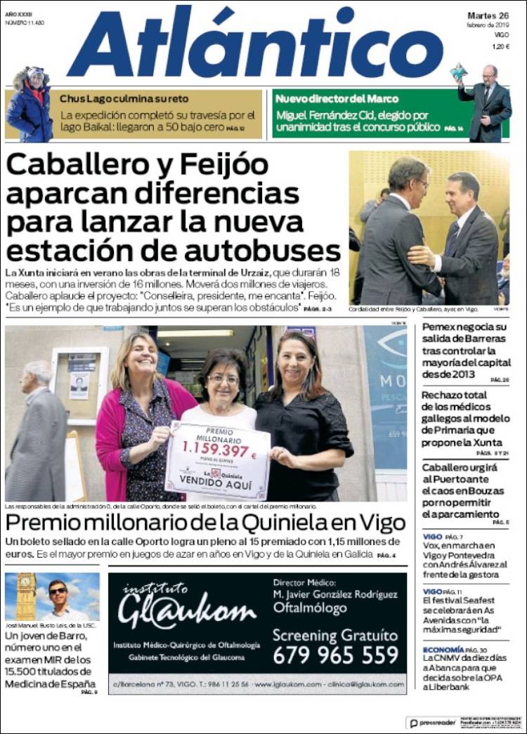 Portada de Atlántico Diario (Spain)