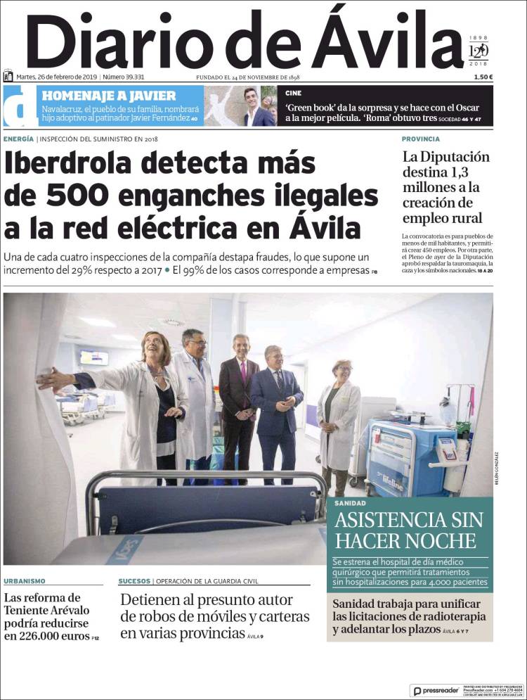 Portada de Diario de Ávila (Spain)