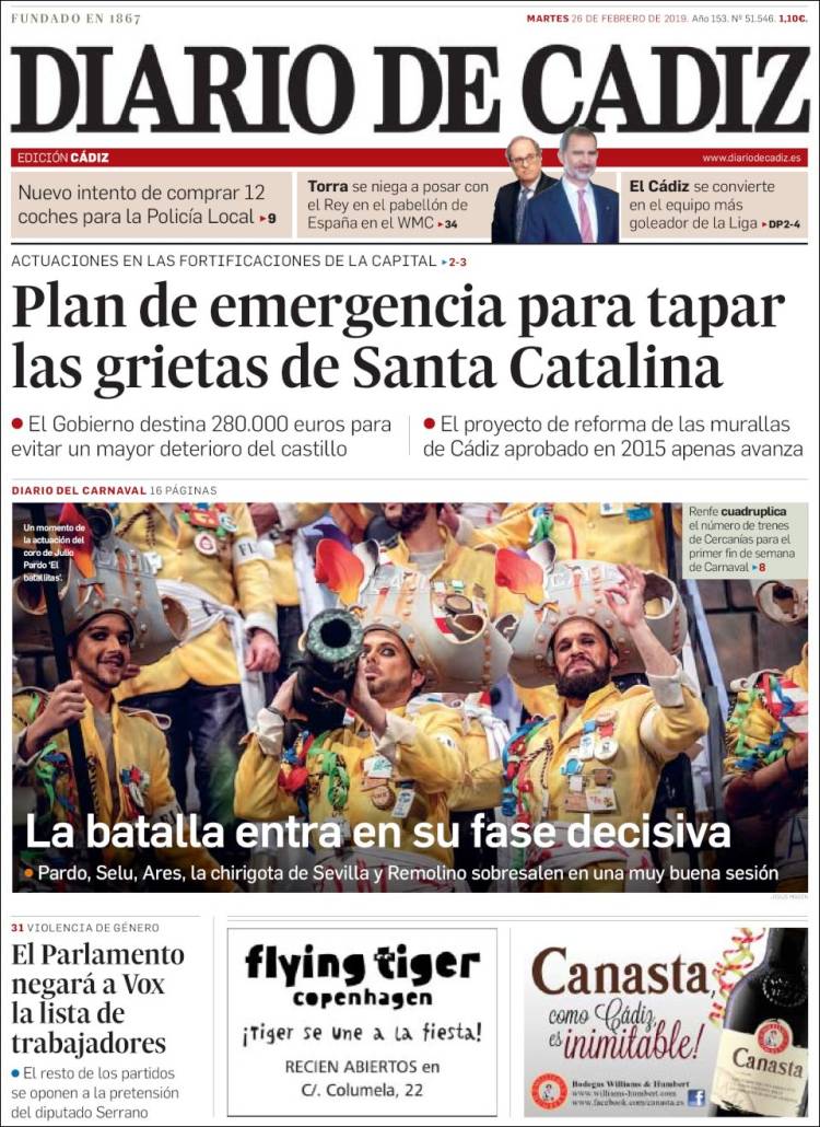 Portada de Diario de Cádiz (Spain)