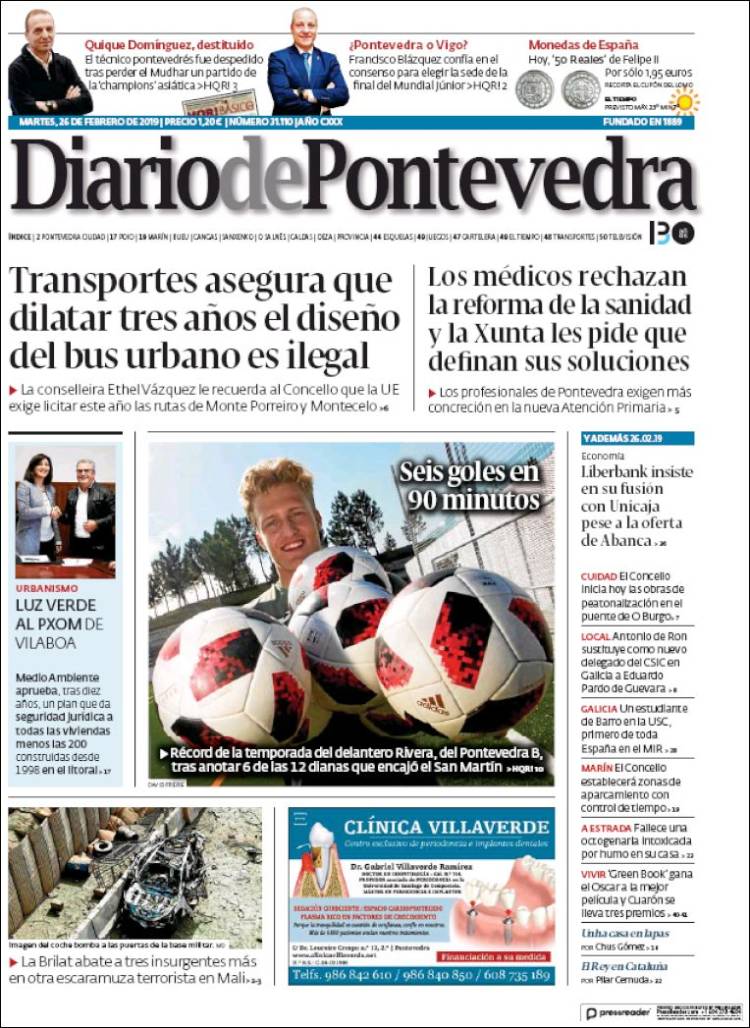 Portada de Diario de Pontevedra (Spain)