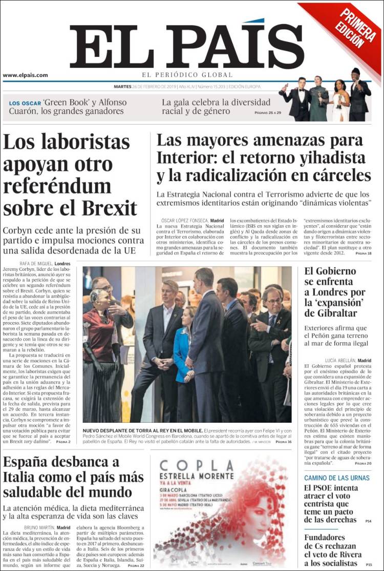 Portada de El País (Spain)