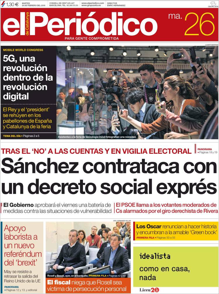 Portada de El Periódico (Spain)