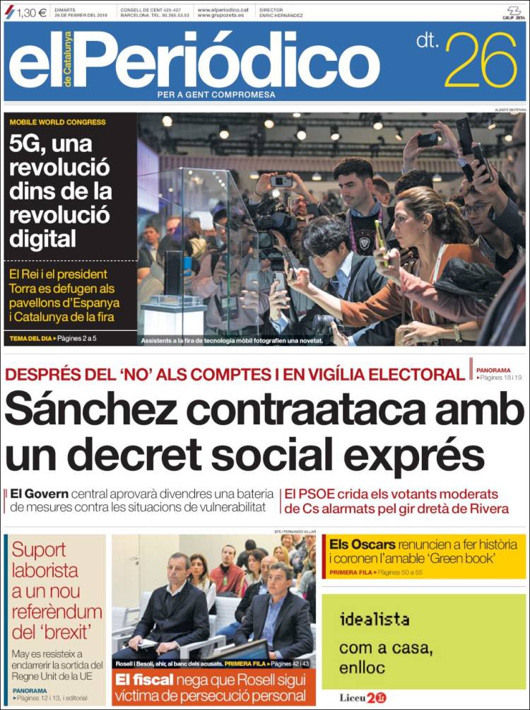 Portada de El Periódico de Catalunya (Spain)