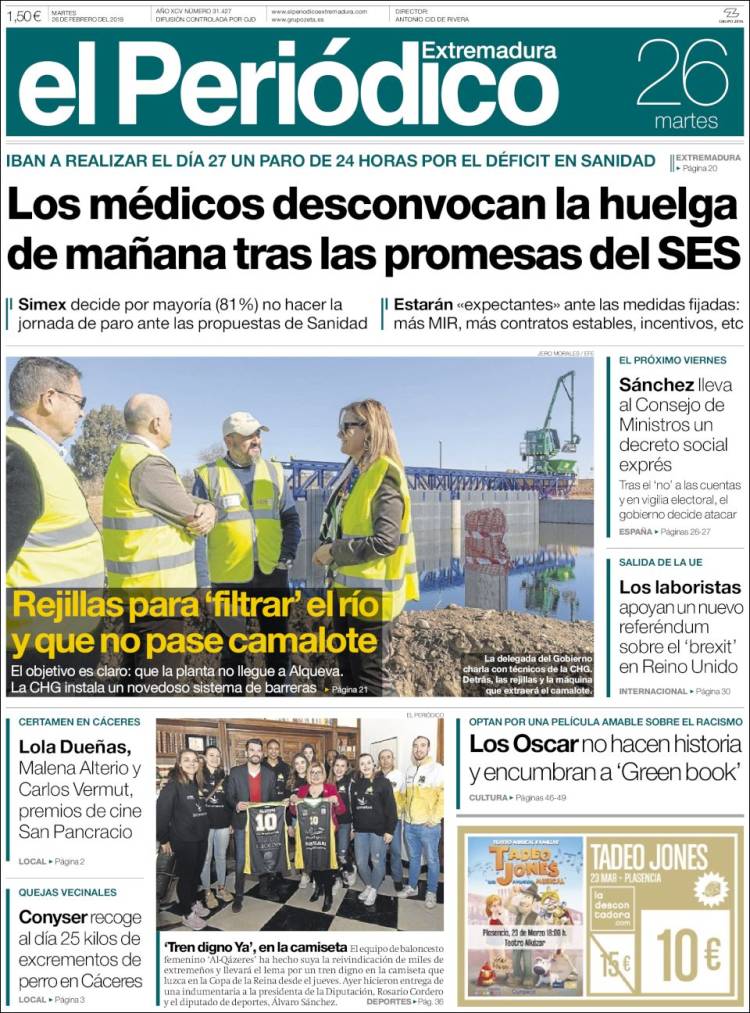 Portada de El Periódico de Extremadura (Spain)