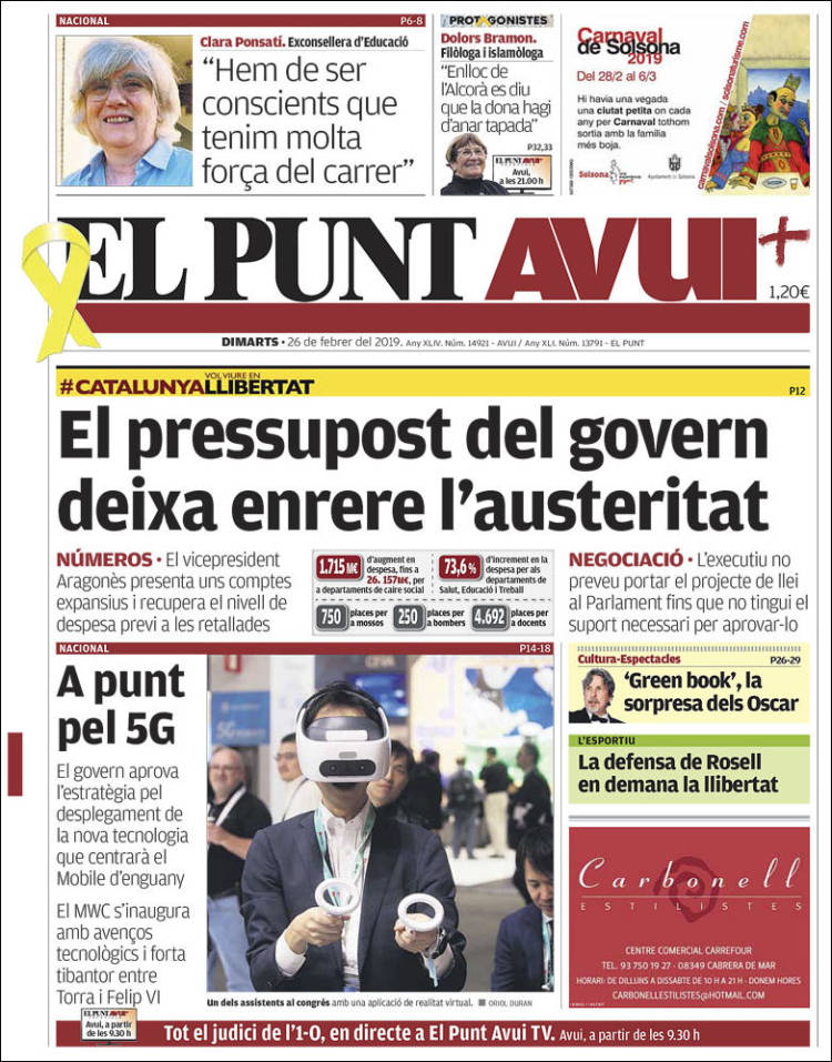 Portada de El Punt Avui (Spain)