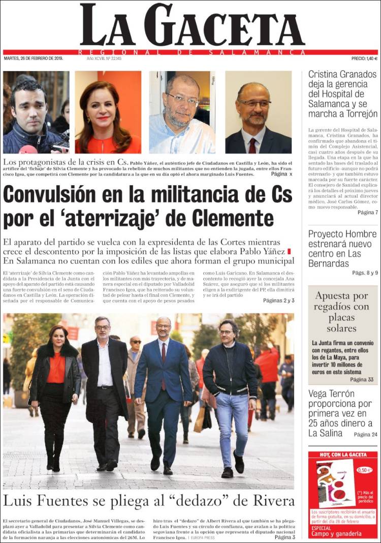 Portada de La Gaceta de Salamanca (Spain)