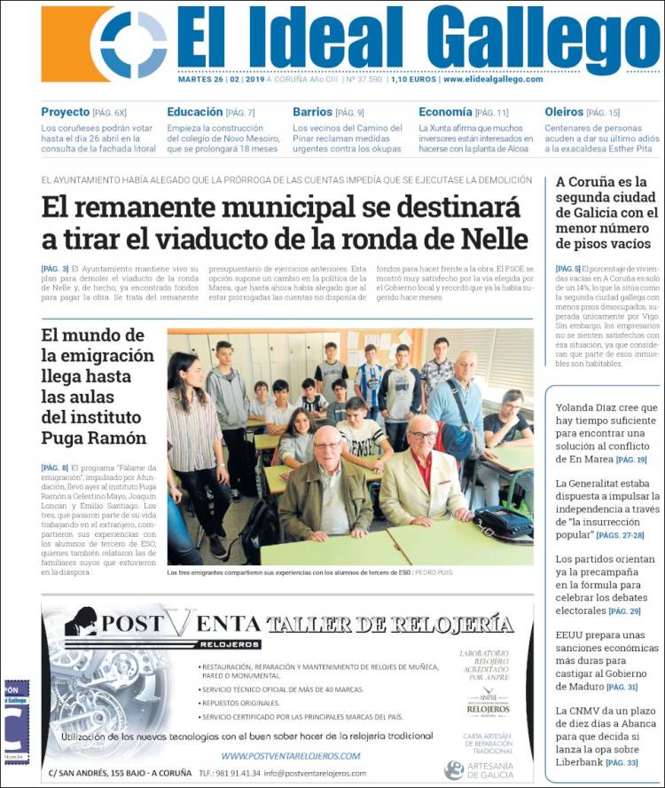 Portada de El Ideal Gallego (Spain)