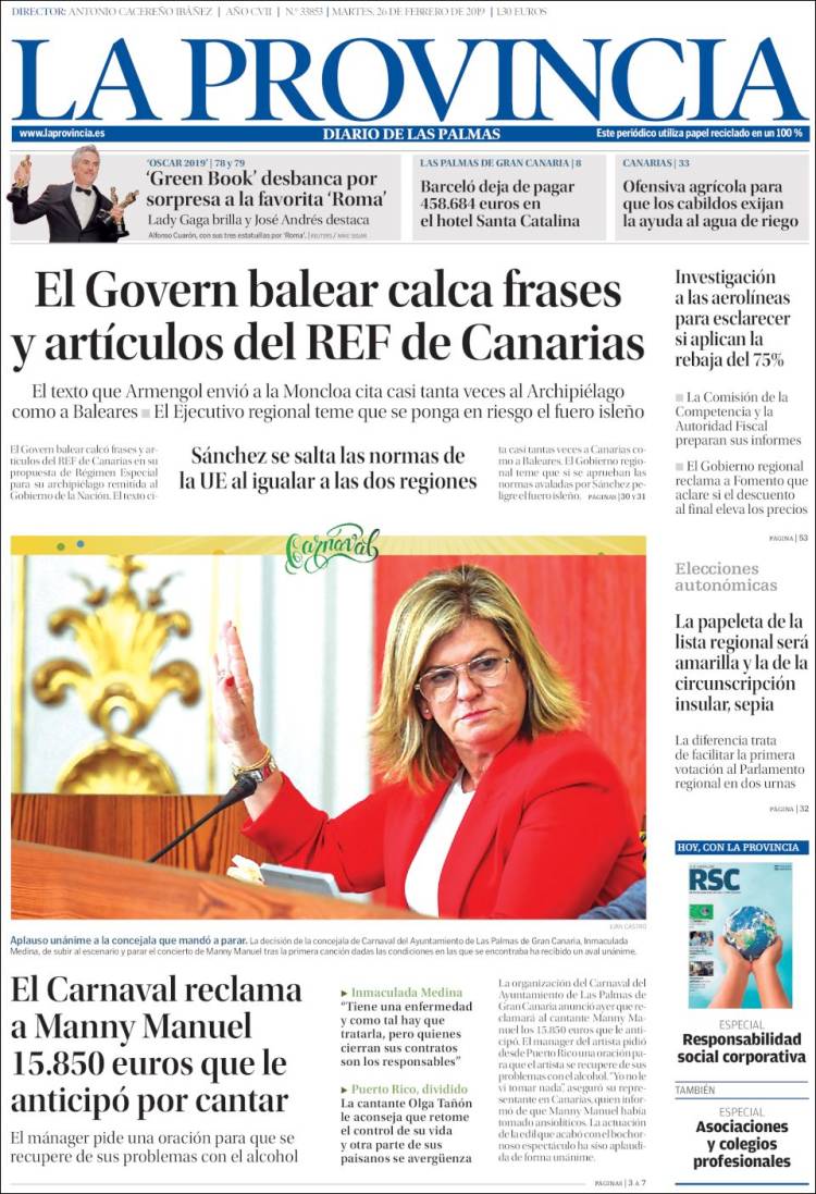 Portada de La Provincia (Spain)