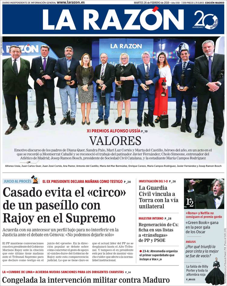 Portada de La Razón (Spain)