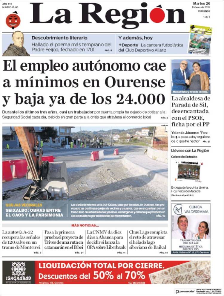 Portada de La Región de Ourense (Spain)