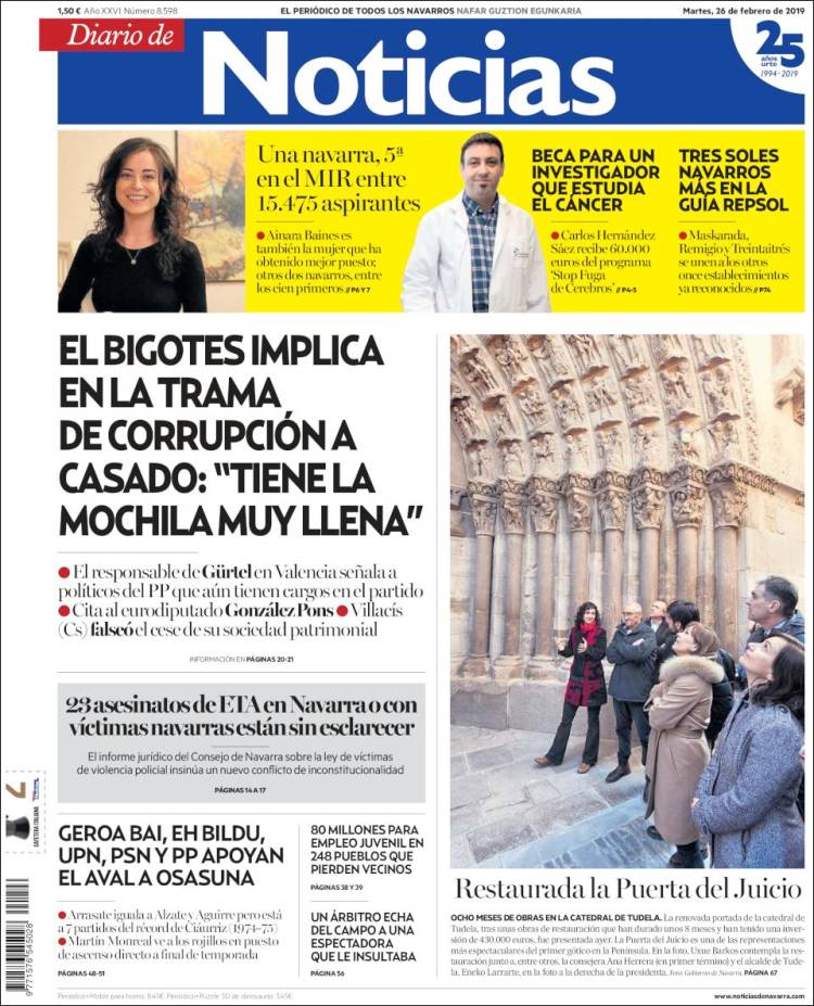 Portada de Noticias de Navarra (Spain)