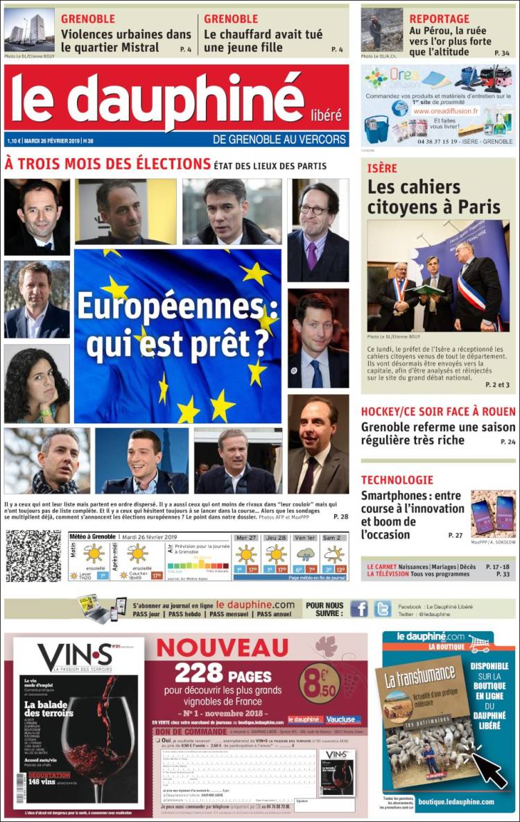 Portada de Le Dauphiné Libéré (Francia)