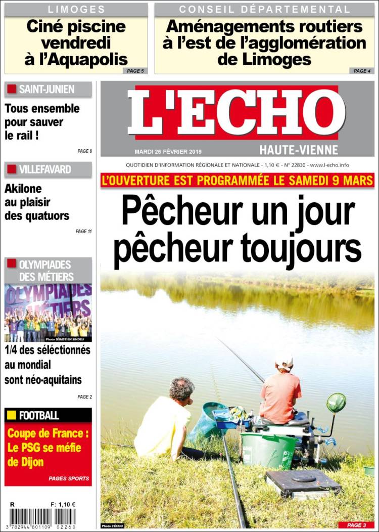 Portada de L'Echo de la Haute-Vienne (Francia)