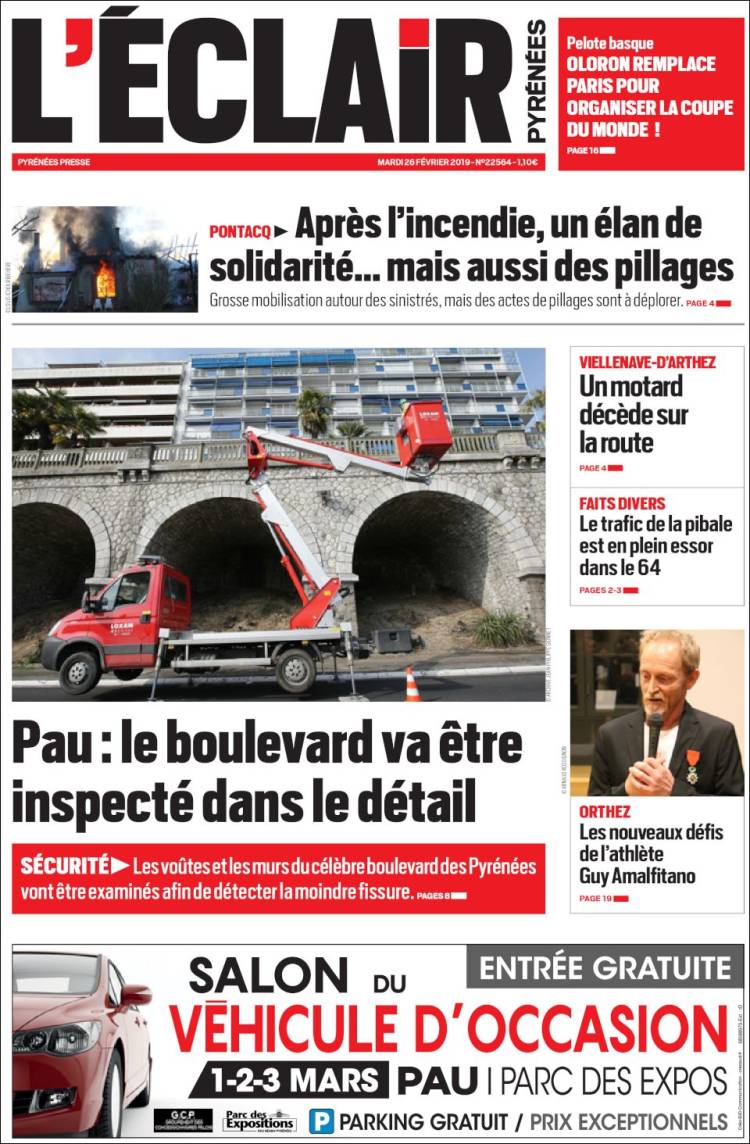 Portada de L'Eclair des Pyrénées (Francia)