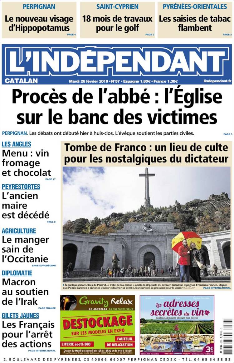 Portada de Le Indépendant (Francia)