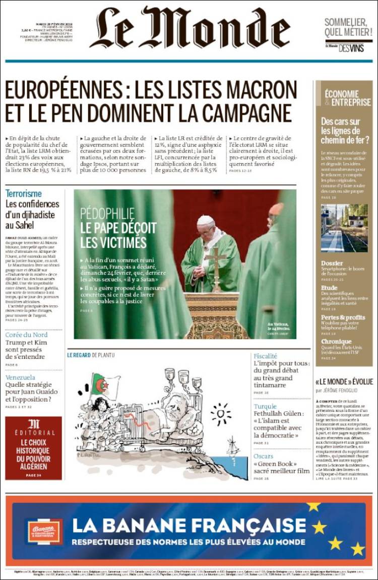 Portada de Le Monde (Francia)