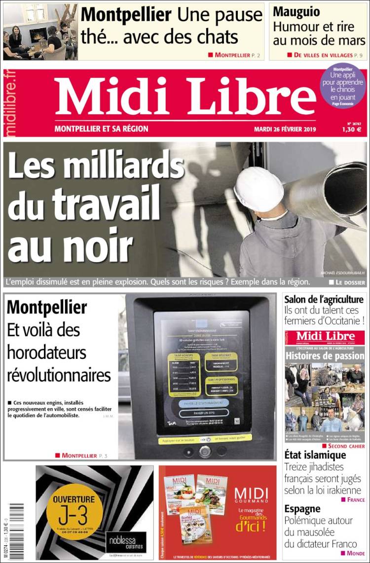 Portada de Midi Libre (Francia)