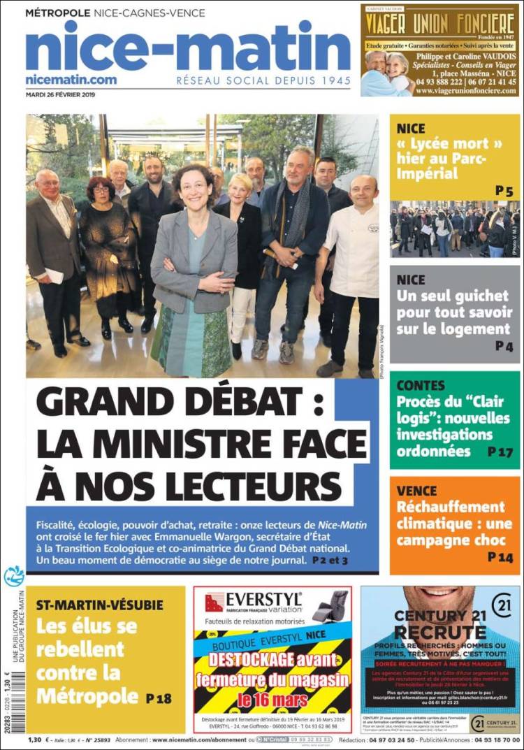 Portada de Nice-Matin (Francia)