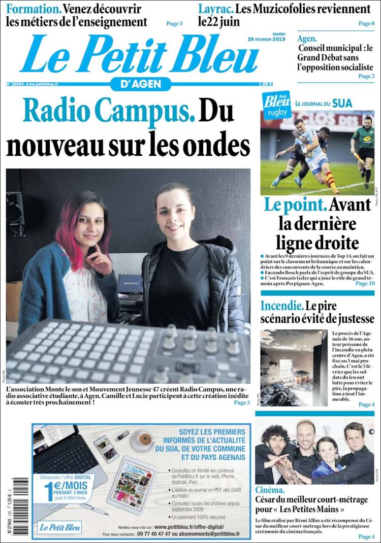 Portada de Le Petit Bleu (Francia)