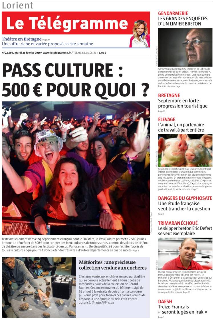 Portada de Télégramme (Francia)