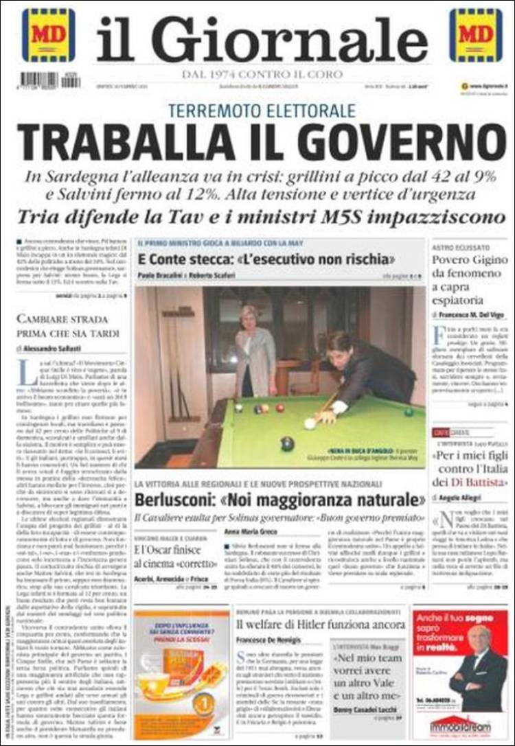 Portada de il Giornale (Italia)