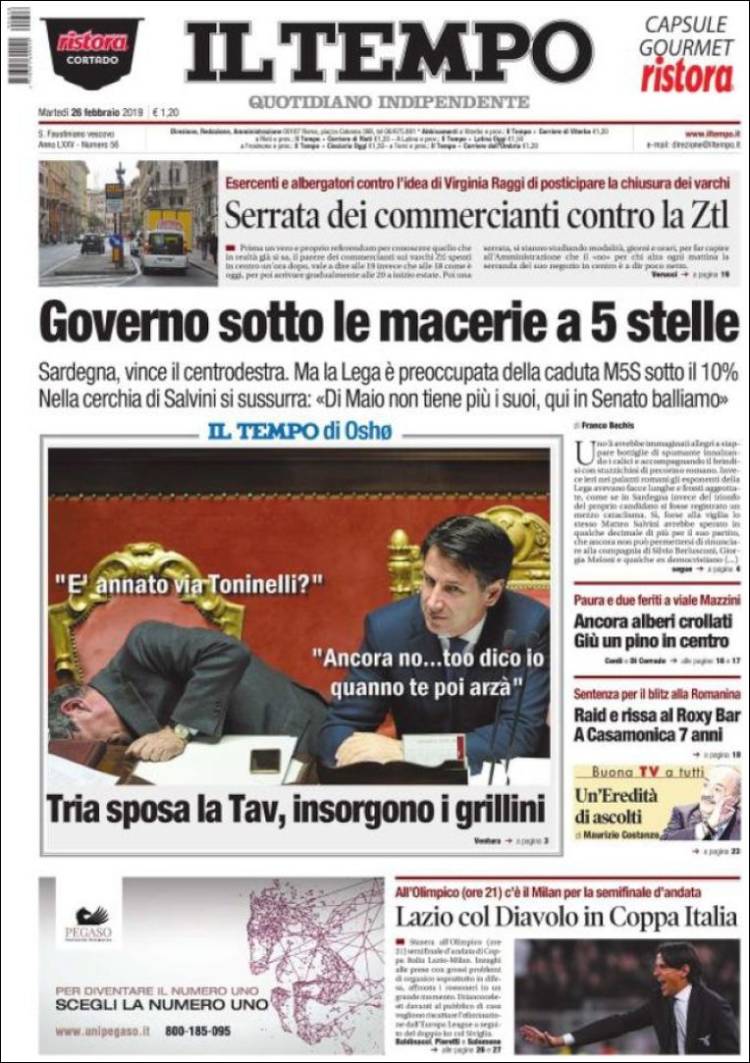 Portada de Il Tempo (Italia)