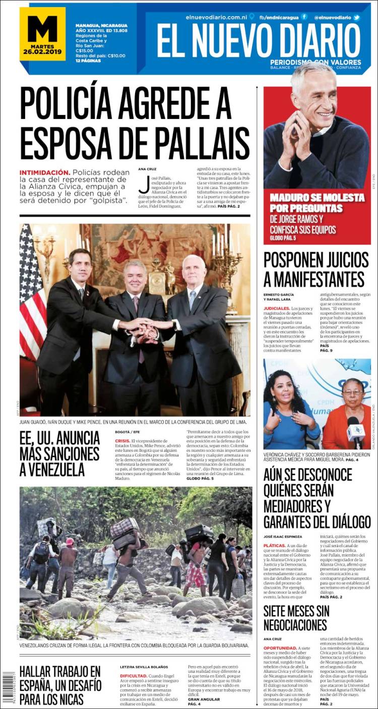 Portada de El Nuevo Diario (Nicaragua)