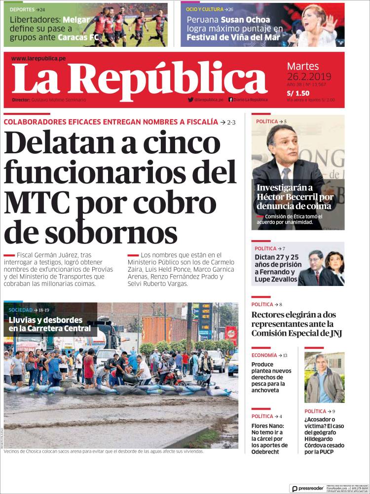 Portada de La Republica (Per&uacute;)