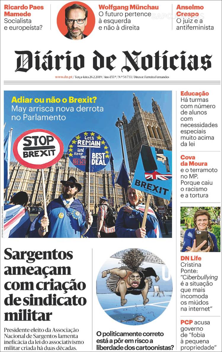 Portada de Diário de Noticias (Portugal)