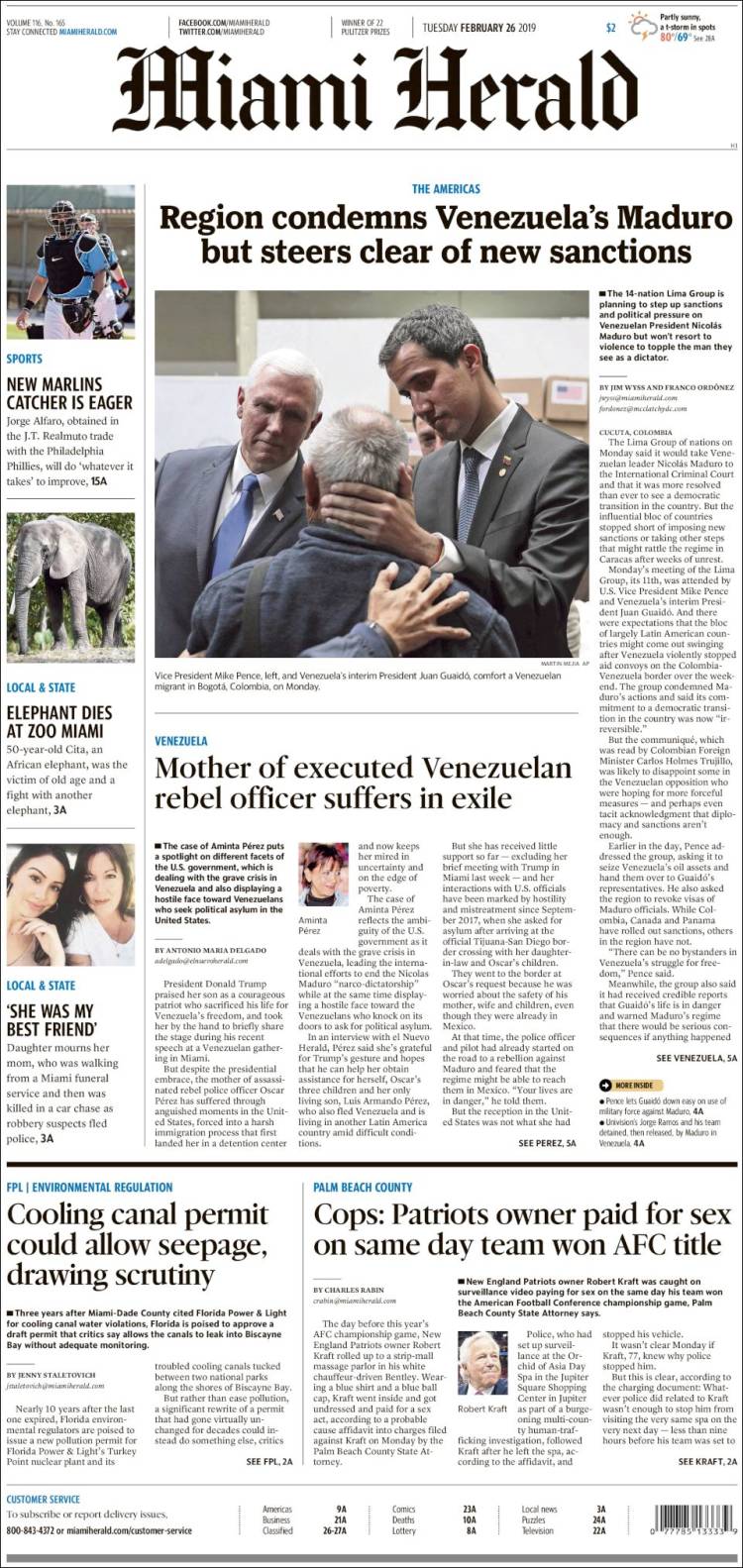 Portada de Miami Herald (USA)