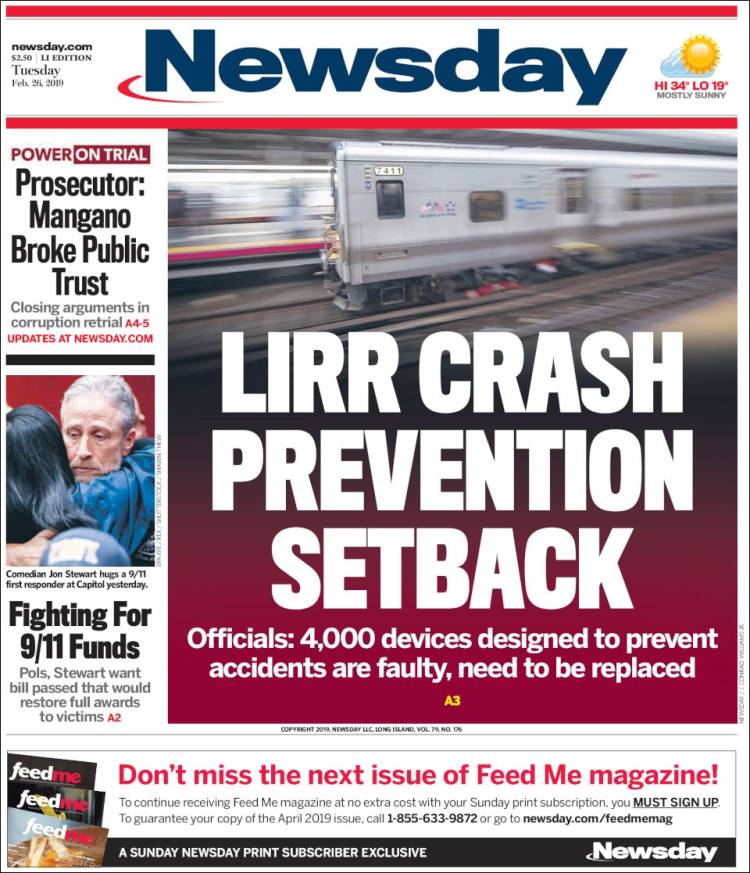 Portada de Newsday (USA)