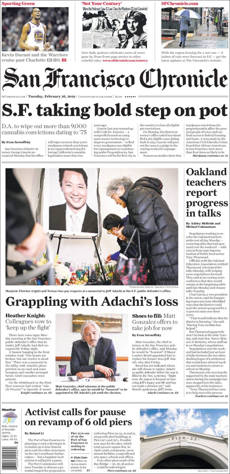 Portada de San Francisco Chronicle (USA)