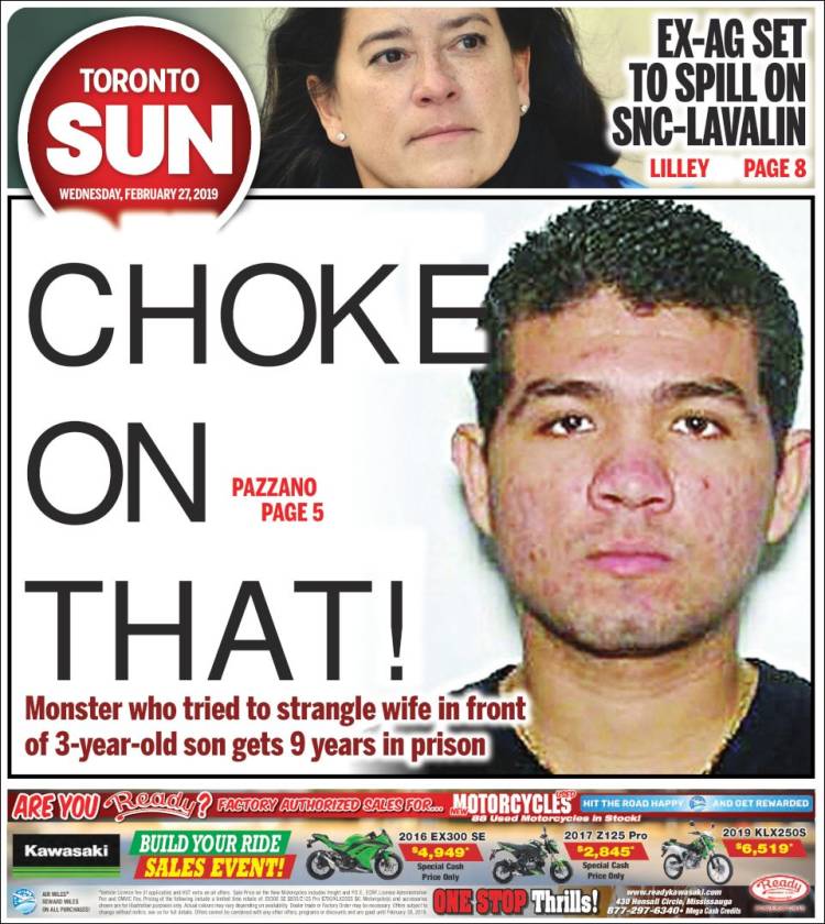 Portada de The Toronto Sun (Canadá)