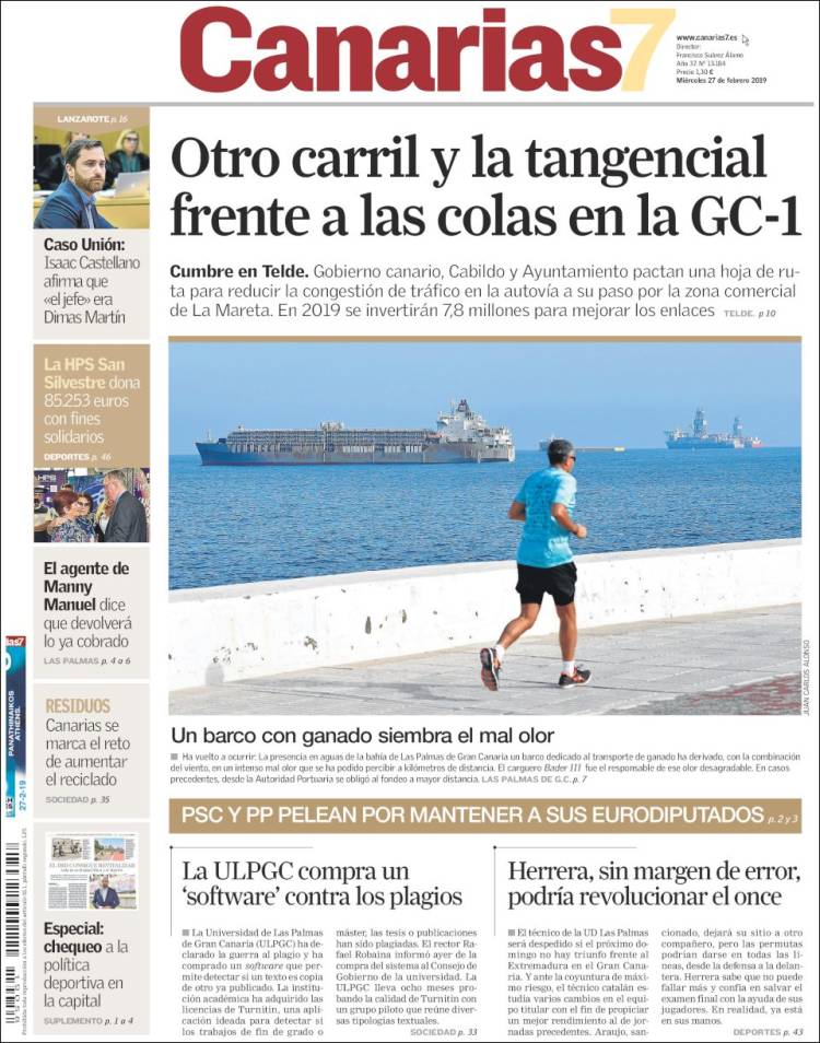 Portada de Canarias 7 (España)