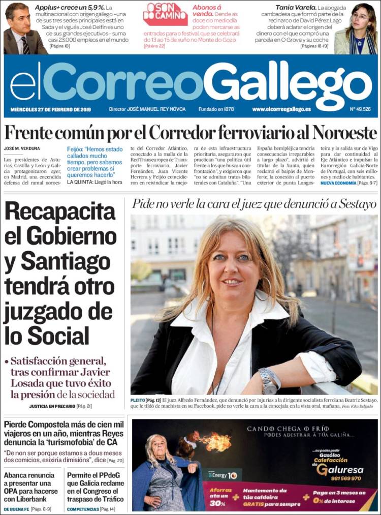 Portada de El Correo Gallego (España)